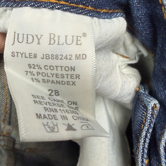Judy Blue Distressed Relaxed Fit Denim Blue Jeans Size 28 | Casual + Comfy - Picture 8 of 8